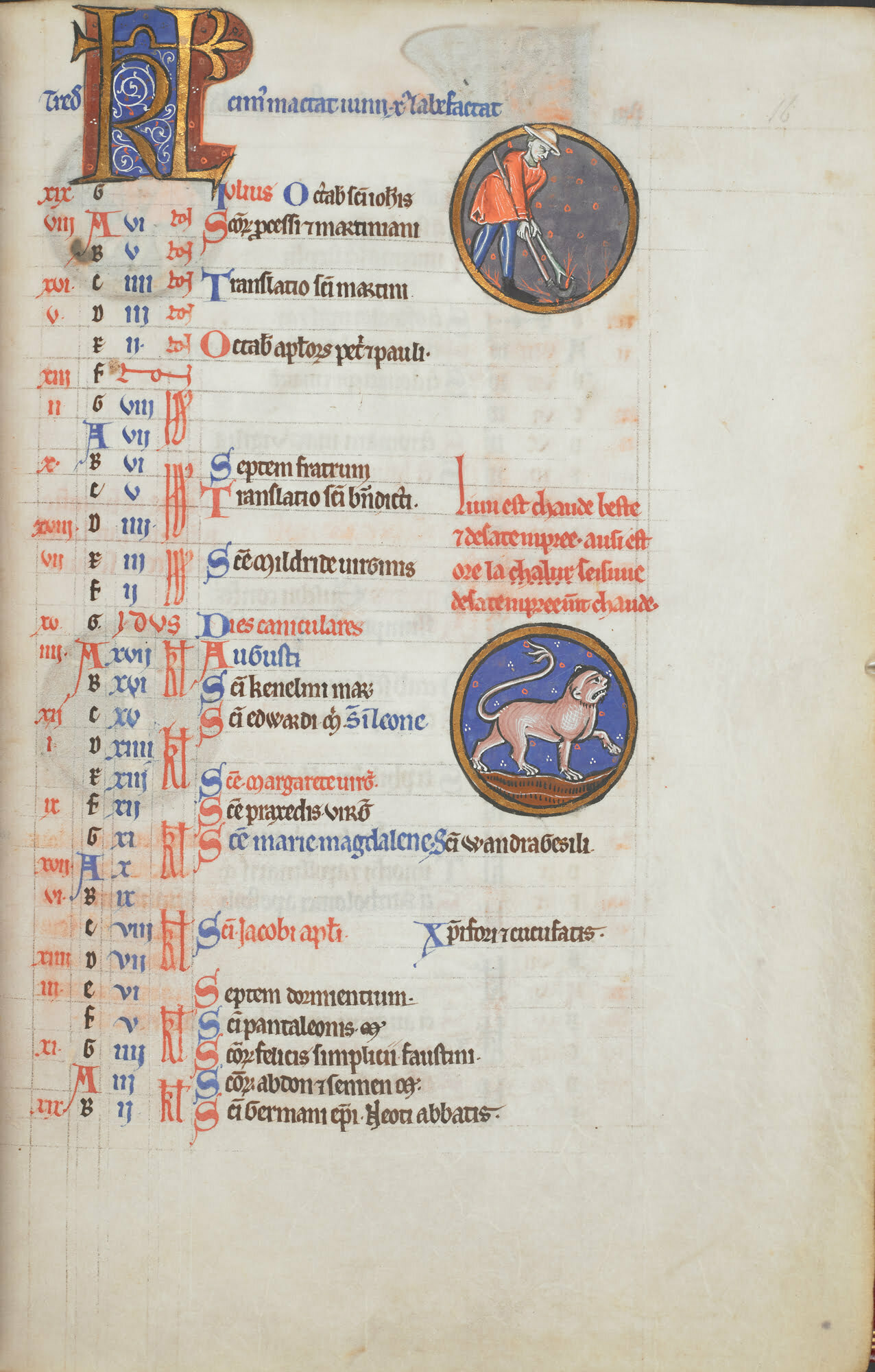 Middeleeuwse kalender/getijden met week
