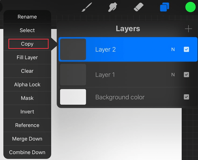 Copy a layer in Procreate